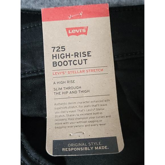 Levi's 725 High Rise Bootcut Stellar Stretch Black Jeans  Plus Size 16W NWT - Picture 14 of 16